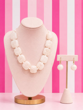 Bold & Beautiful Necklace & Earring Set in White