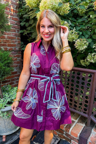 Embroidered Elegance Dress in Wine