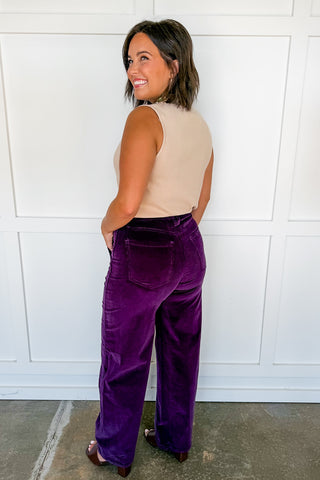 The Heather Corduroy Barrel Pants in Wine