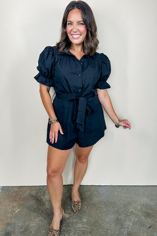 Black Darling Puff Sleeve Romper