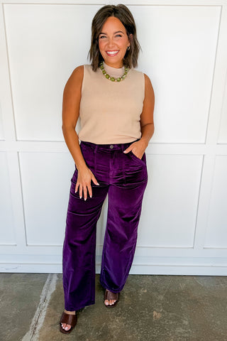 The Heather Corduroy Barrel Pants in Wine