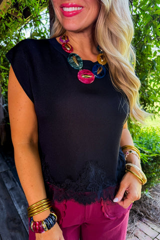 The Darling Days Lace Top in Black