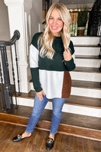 Load image into Gallery viewer, Ribbed Color Block Sweater in Green/Rust
