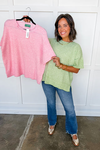 Laid Back Stripe Knit Top in Pink