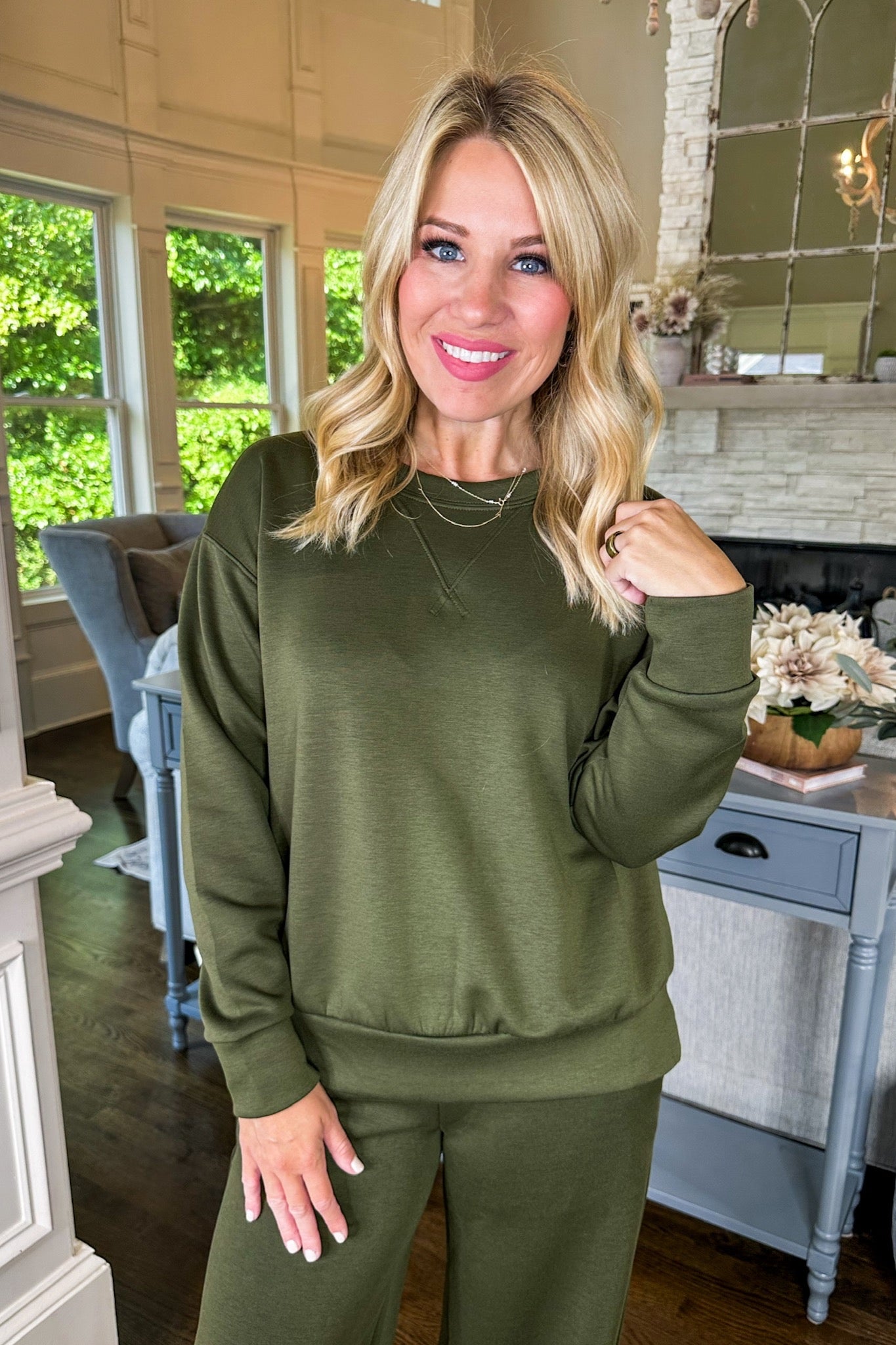 The Malibu Buttery Soft Sweatshirt in Olive