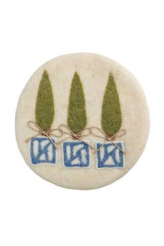 Topiary Trio Wool Trivet