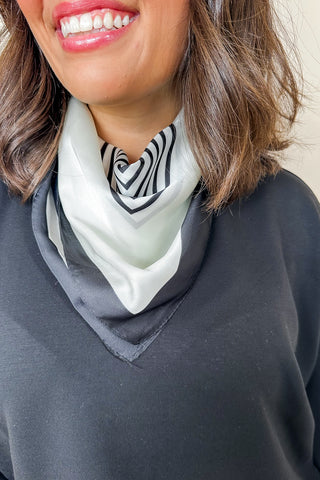 Black & White Striped Silk Scarf