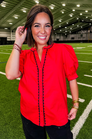 The Elaine Top in Red/black by Mary Square