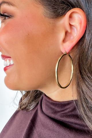 Hammered Muted Gold Hoops
