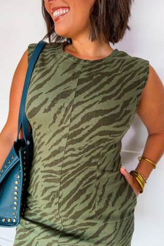 The Savannah Tiger Dress in Olive