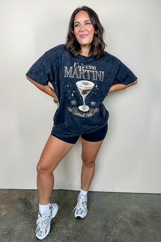 Cocktail Club Espresso Martini Black Oversized Graphic Tee