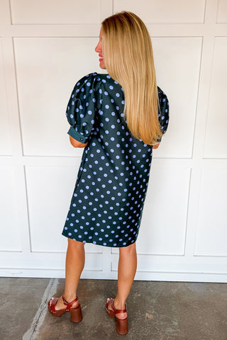 Styled in Dots Dress in Hunter Green