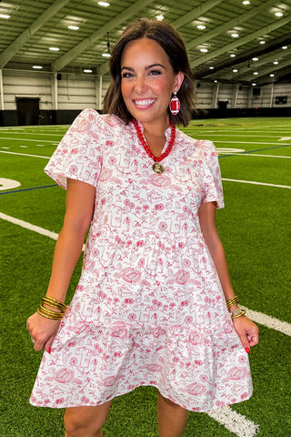 The Ivy Mini Dress in Team Toile Red by Mary Square