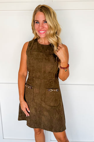 The Equestrian Edit Brown Suede Mini Dress
