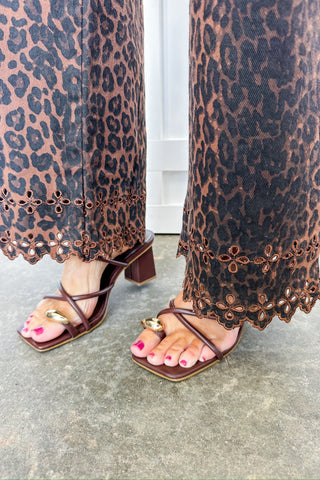 Wild Edge Leopard Print Scalloped Pant