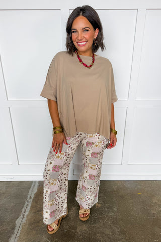 Garden Patchwork Wide Leg Pants in Plum Mix