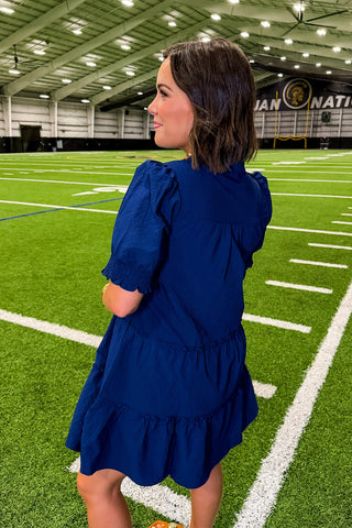 The Emerson Short Sleeve Dress in Navy by Mary Square