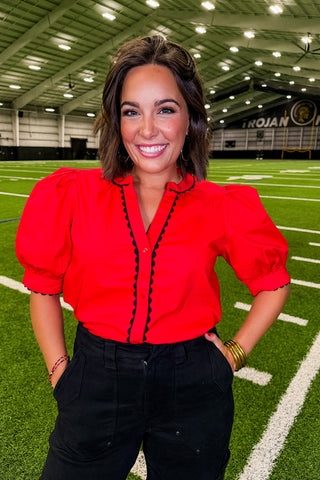 The Elaine Top in Red/black by Mary Square