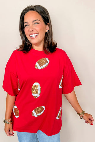 Burgundy Oversized Football T-shirt