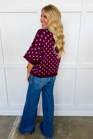 Pretty In Plum Polka Dot Knit Top