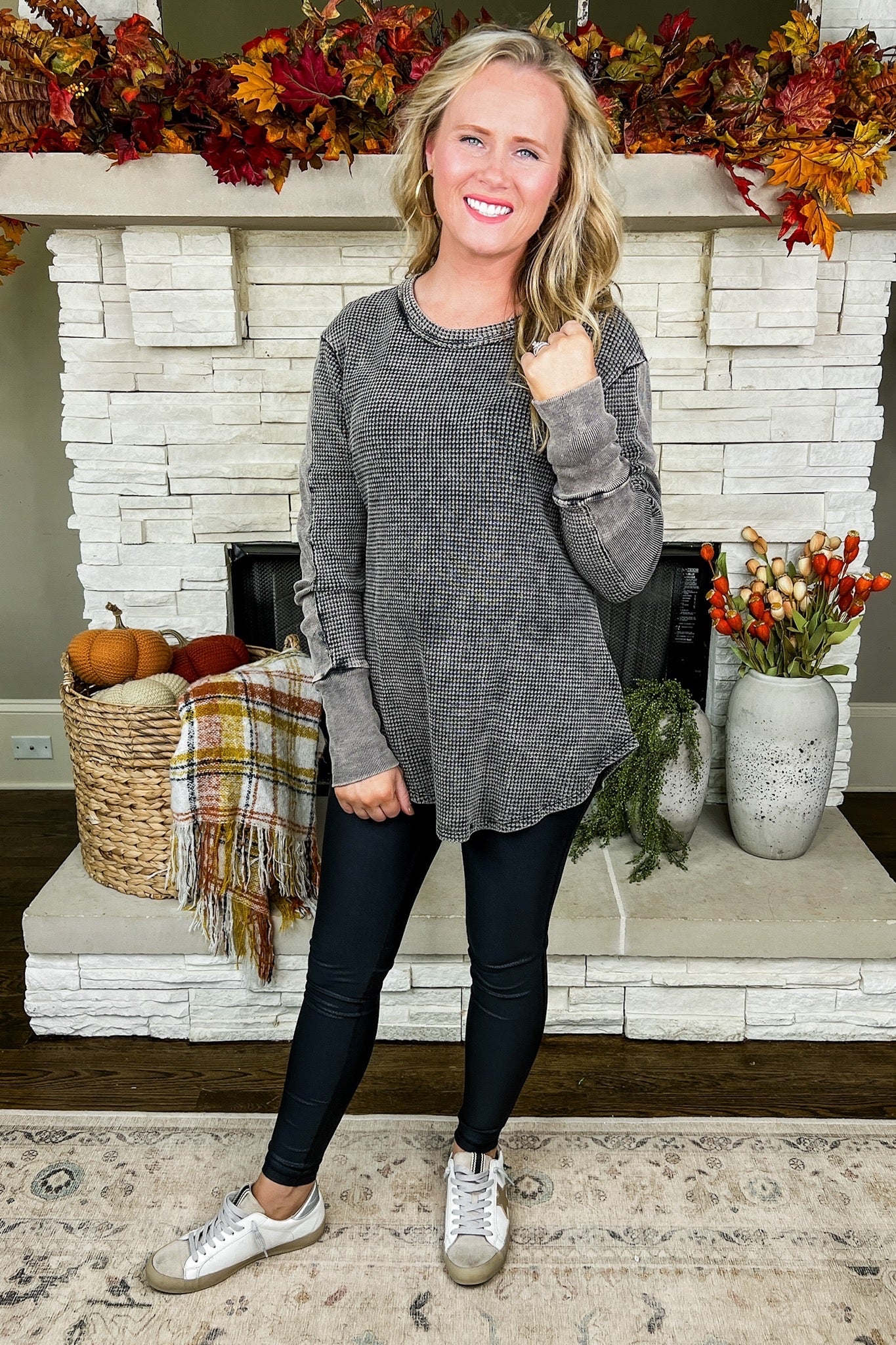 Closet Staple Waffle Knit Thermal in Charcoal