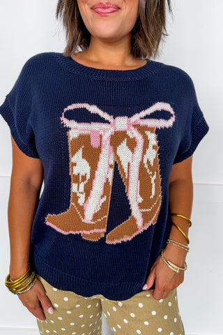 Cowboy & Bows Navy Knit Sweater Top