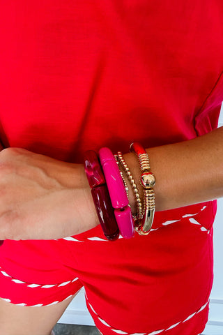 Modern Classic Bracelet Stack in Burgundy