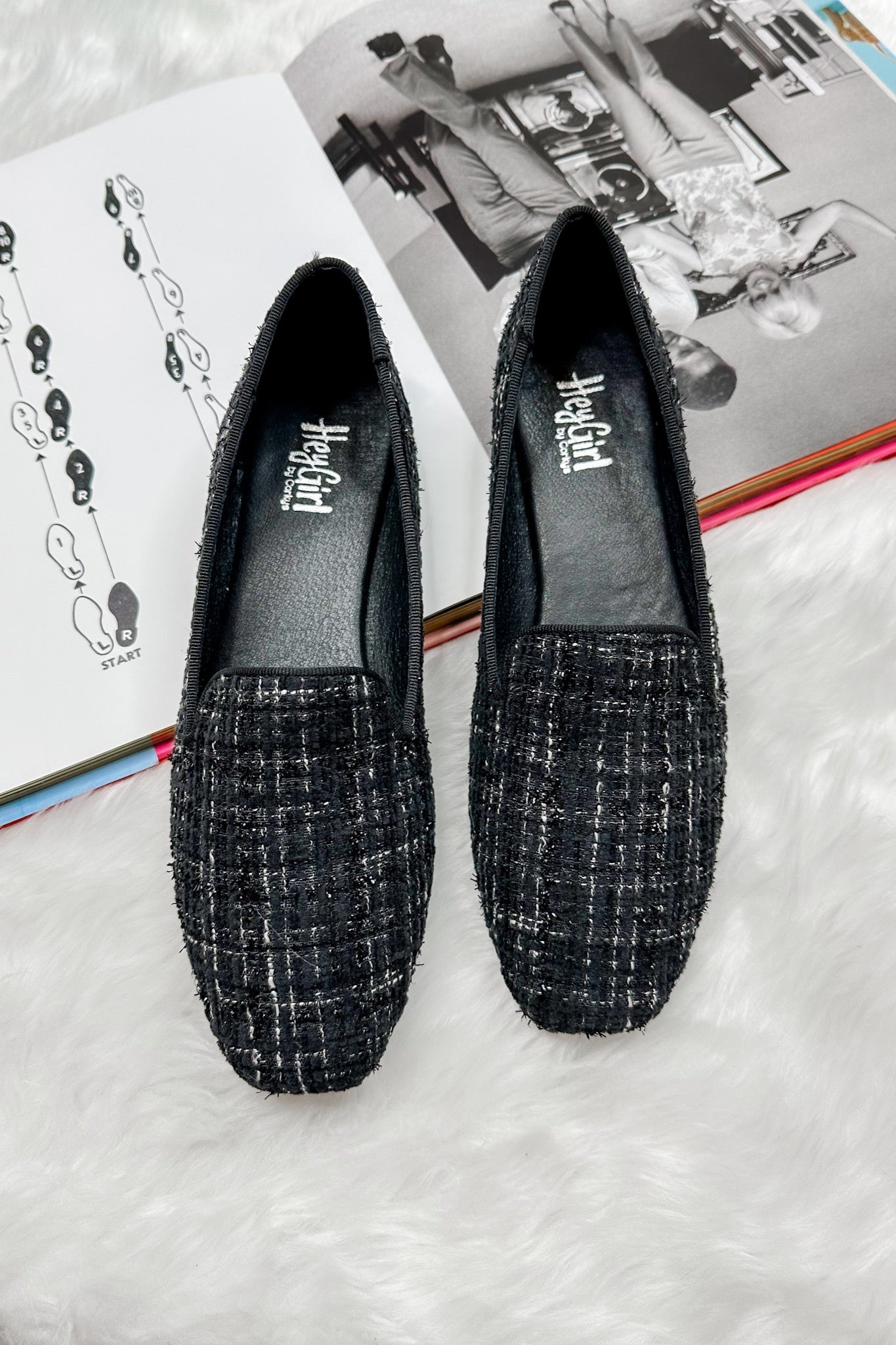 Plaid Tweed Goody Two Shoes Corkys Loafer Flat in Black