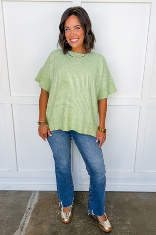 Laid Back Stripe Knit Top in Sage