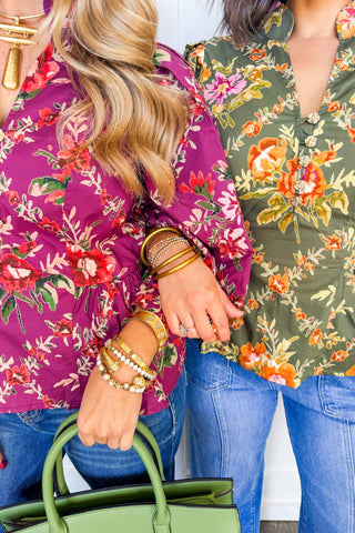Fall For You Floral Peplum Top in Plum