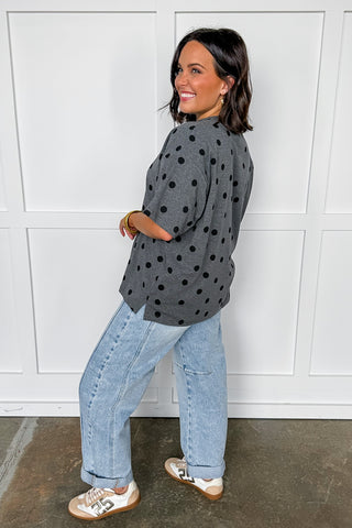 The Relaxed Fit Grey Tee with Black Dots