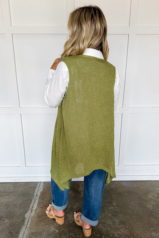 Dear Scarlett Coastline Drape Vest In Light Olive