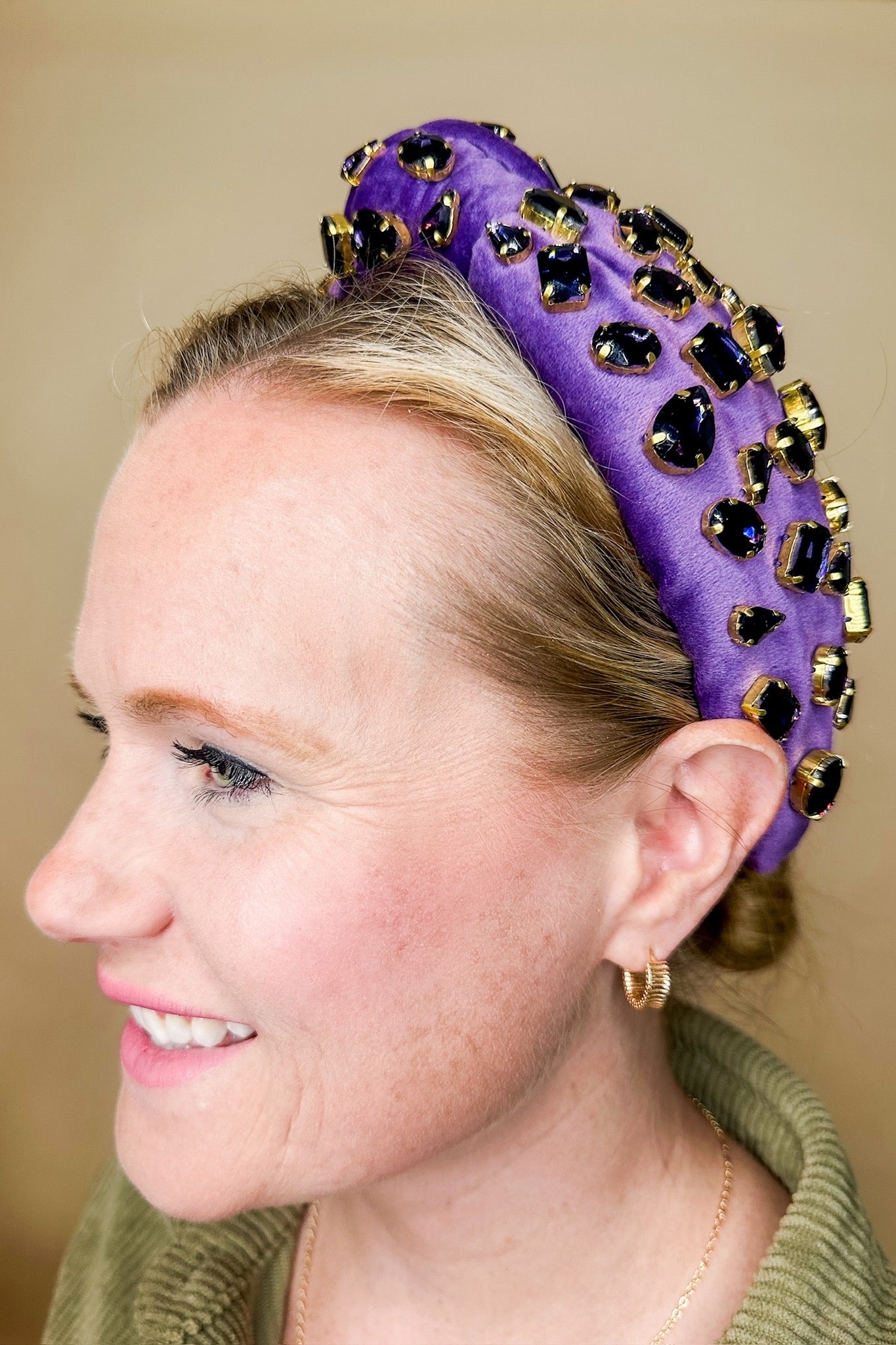 Purple Jeweled Knotted Headband