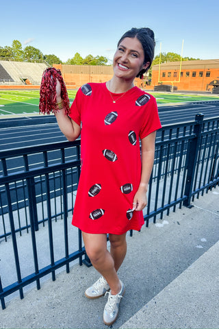 Anna Sequin Football Boxy Fit Tshirt Dress Anna Sequin Football Boxy Fit Tshirt Dress