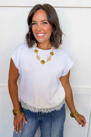 The Darling Days Lace Top in Off White