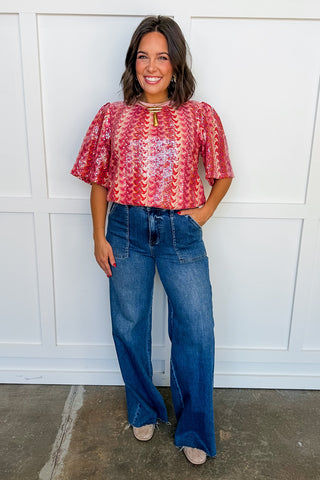 Blushing In Sequins Top