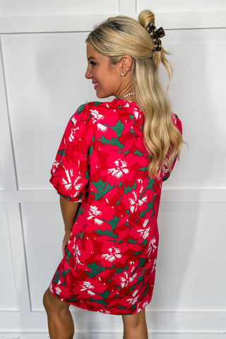 Hot Pink Deal - The Libby Pretty Poinsettias Dress by Michelle McDowell