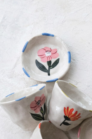Petite Garden Hand-Painted Stoneware Mini Dish in Blush Petal