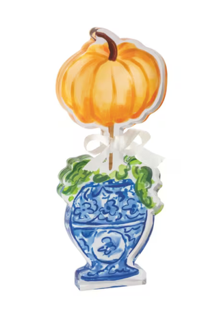 One Pumpkin Topiary Acrylic Sitter