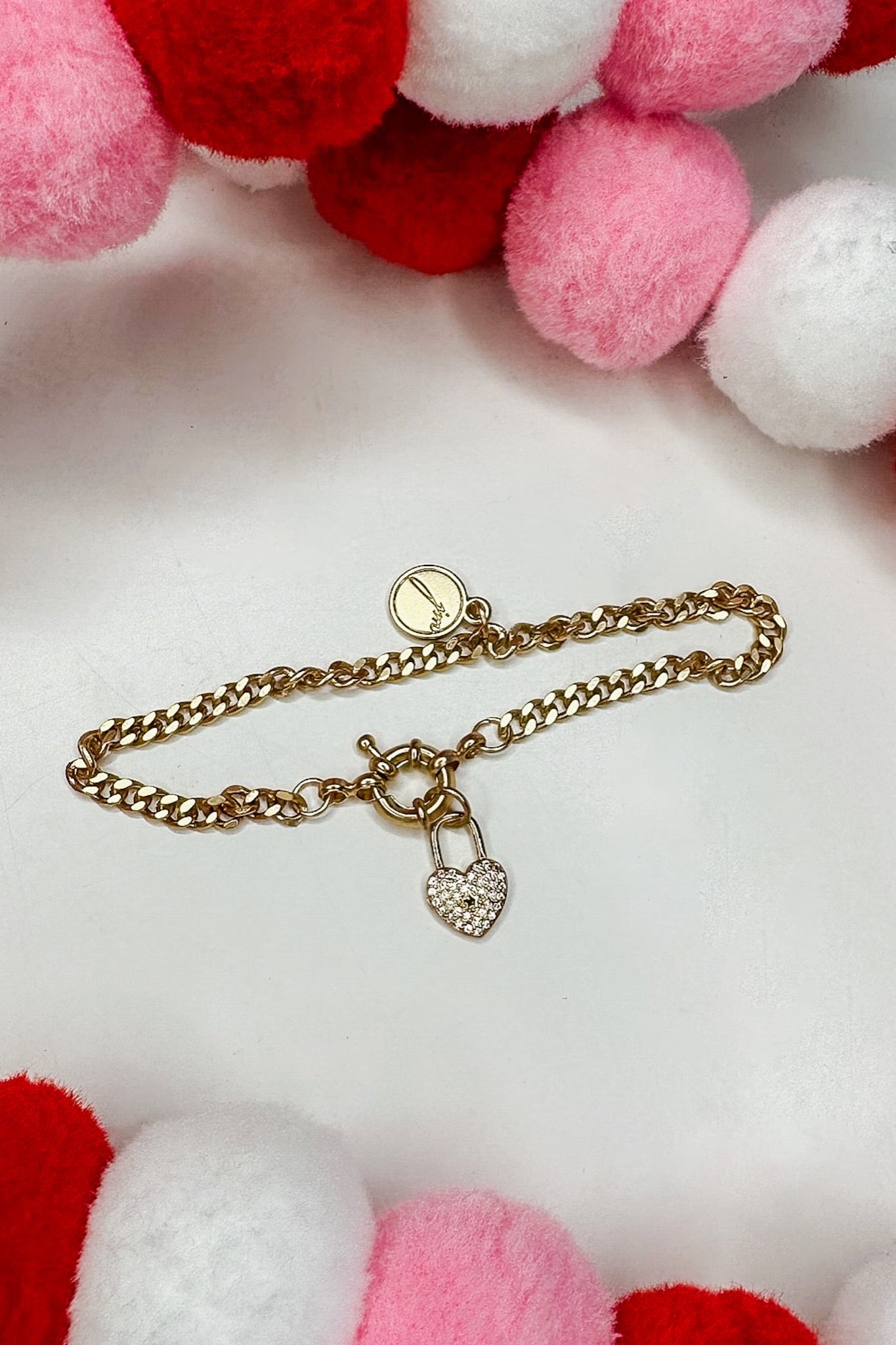 Crystal Gold Heart Lock Bracelet