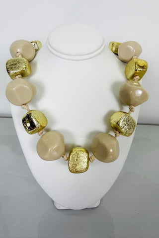 Nell Beaded Necklace in Taupe
