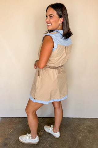 The Cargo Blue Pinstripe Utility Dress