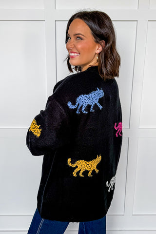 Hot Pink Deal - Jaguar Joy Sweater in Black