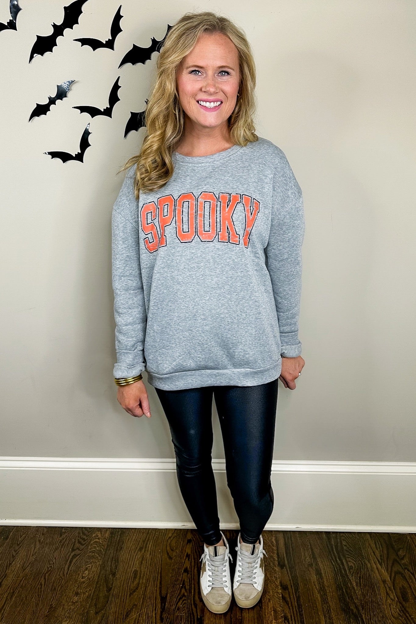 SPOOKY Varsity Style Graphic Sweatshirt