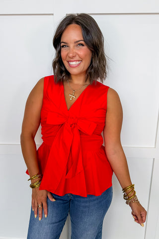 She's All That Bow Top in Red