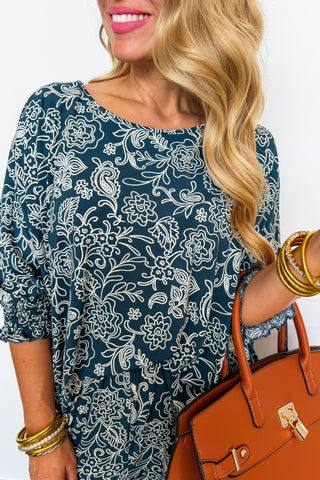 Dear Scarlett Mila Pant Set in Teal Paisley Floral
