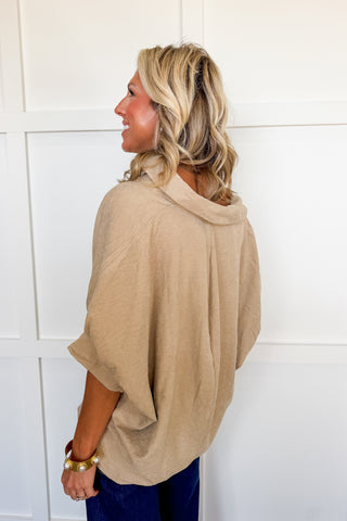 Easy Elegance Button Down Top in Khaki