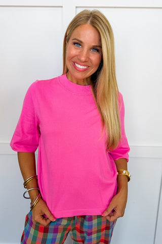Wear It Everywhere Round Neck Top in Bubble Gum