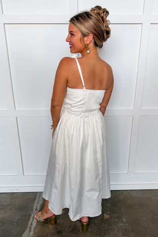 Center Stage Bow Midi Dress in Ivory