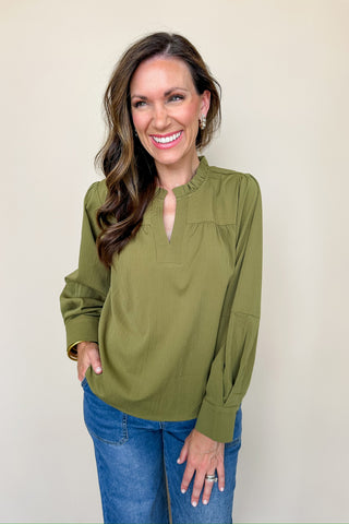 Olive V Neck Blouse